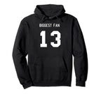 Number 13 Biggest Fan Sport Spirit Wear Hoodie - Minimalist Print Unisex