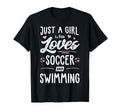 Just Who Loves Soccer And Swimming T-Shirt - Minimalist Print Men Women