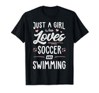 Just Who Loves Soccer And Swimming T-Shirt - Minimalist Print Men Women