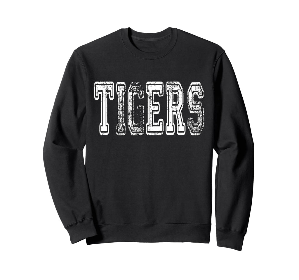 Tigers Mascot Distressed Sweatshirt - Casual Everyday Wear for Adults