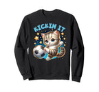 Kickin It Soccer Player Kitten Cat Sweatshirt - Novelty Apparel Men Women