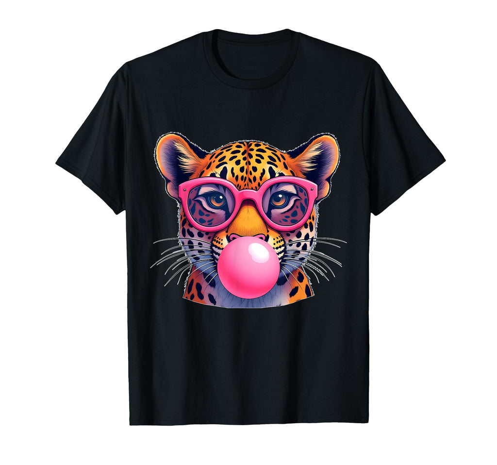 Leopard Cheetah Jaguar Cat Sunglasses T-Shirt - Novelty Apparel for Adults