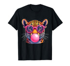 Leopard Cheetah Jaguar Cat Sunglasses T-Shirt - Novelty Apparel for Adults