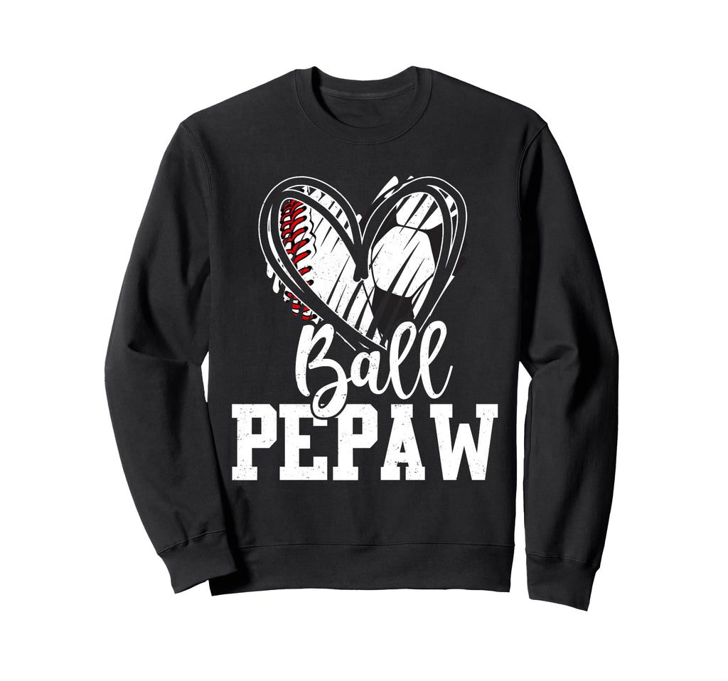 Ball Grandpa Heart Baseball Soccer Ball Hoodie - Unique Graphic Men Women