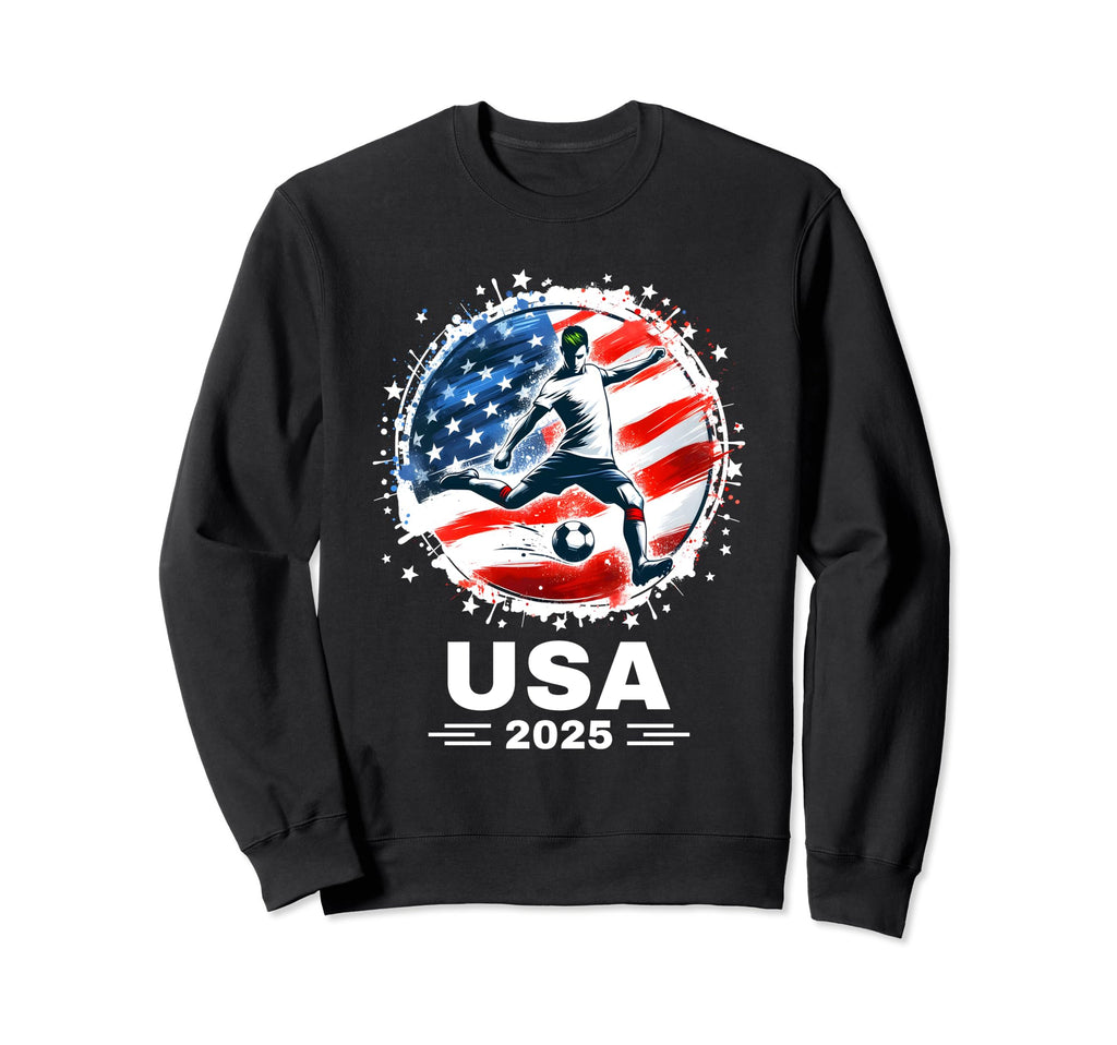American Flag Soccer Soccer 2025 Sweatshirt - Novelty Apparel Unisex