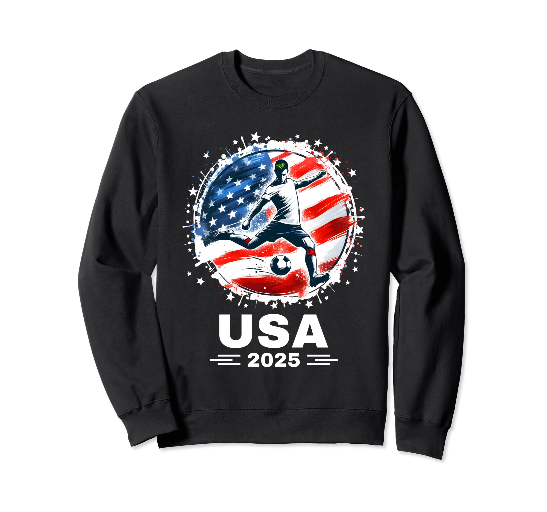 American Flag Soccer Soccer 2025 Sweatshirt - Novelty Apparel Unisex