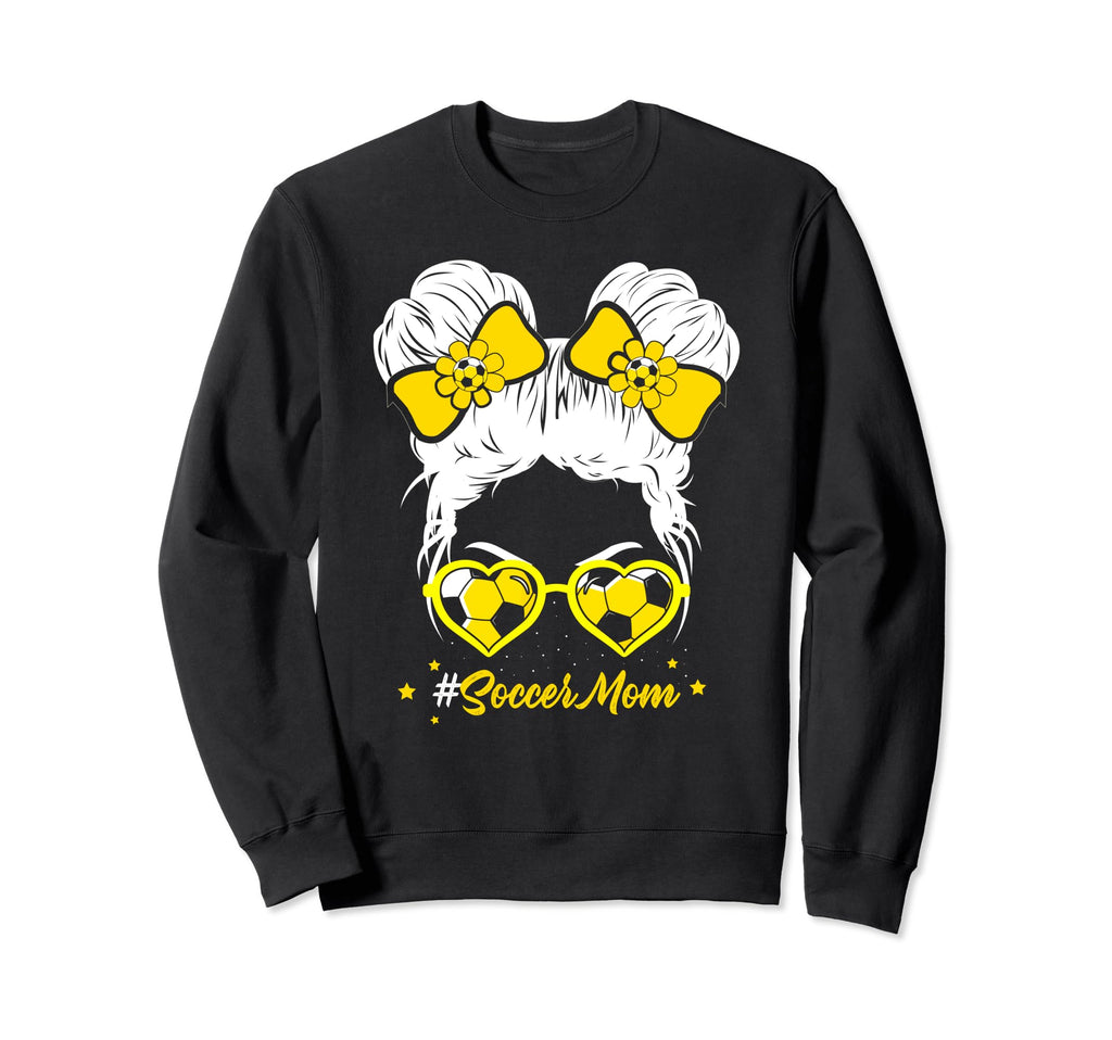 Soccer Mom Messy Bun Hair Soccer Sweatshirt - Aesthetic Graphic Men Women