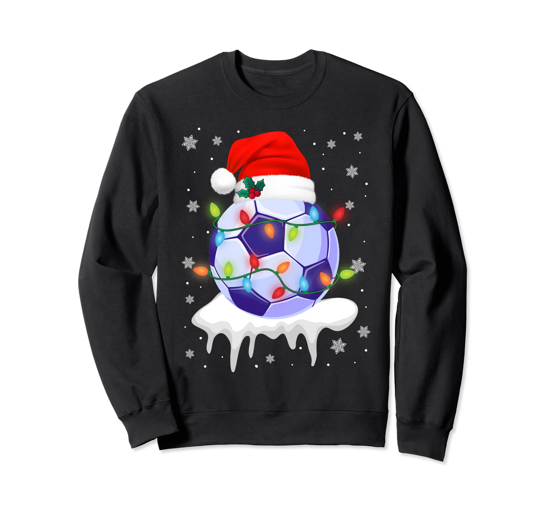 Soccer Santa Hat Light Sweatshirt - Fun Novelty Design for Adults