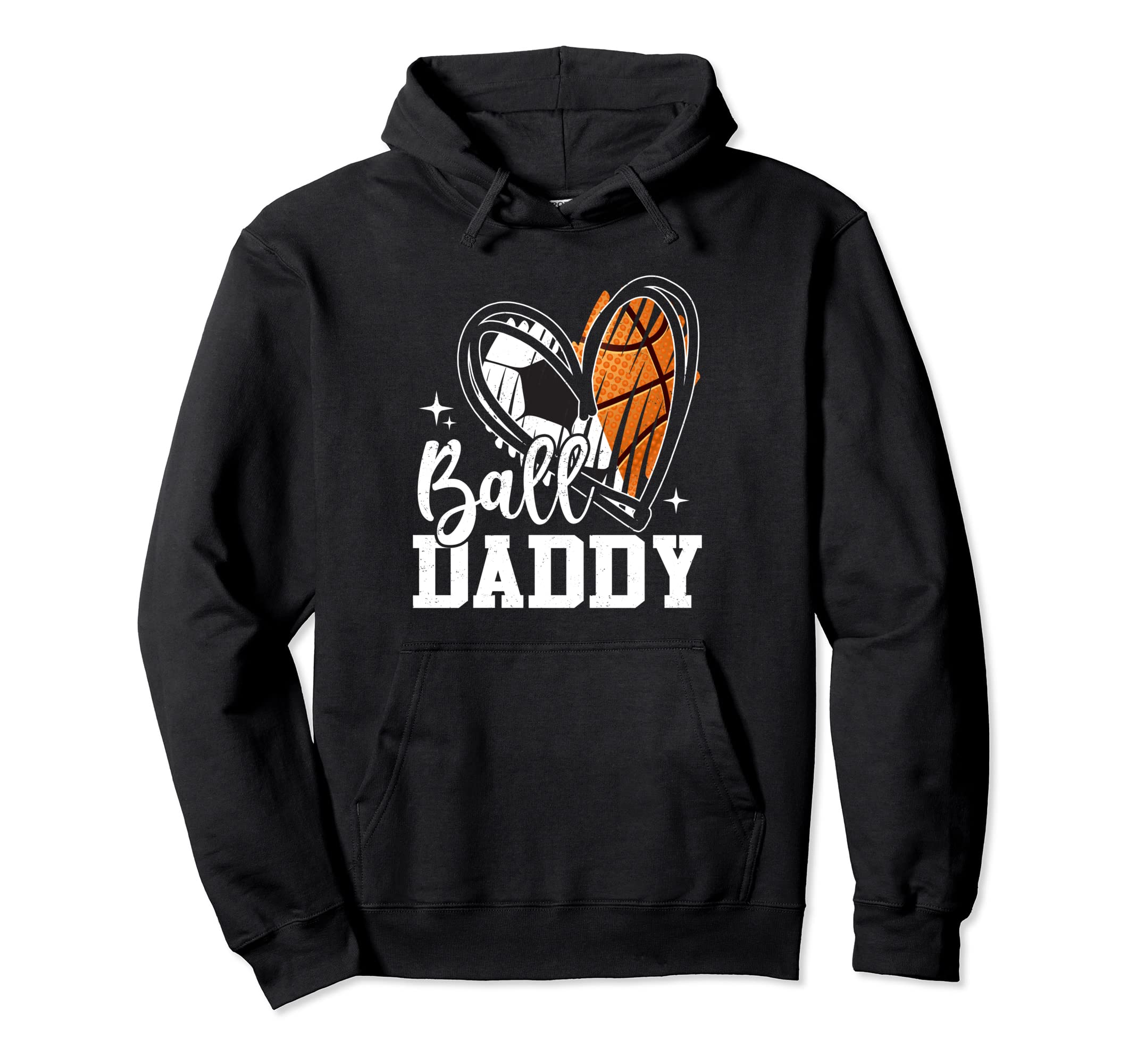 Ball Daddy Soccer Basketball Heart Dad Papa Hoodie - Trendy Graphic Unisex