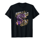 Purple Gold Vibes Only Football Player T-Shirt - Novelty Apparel Unisex