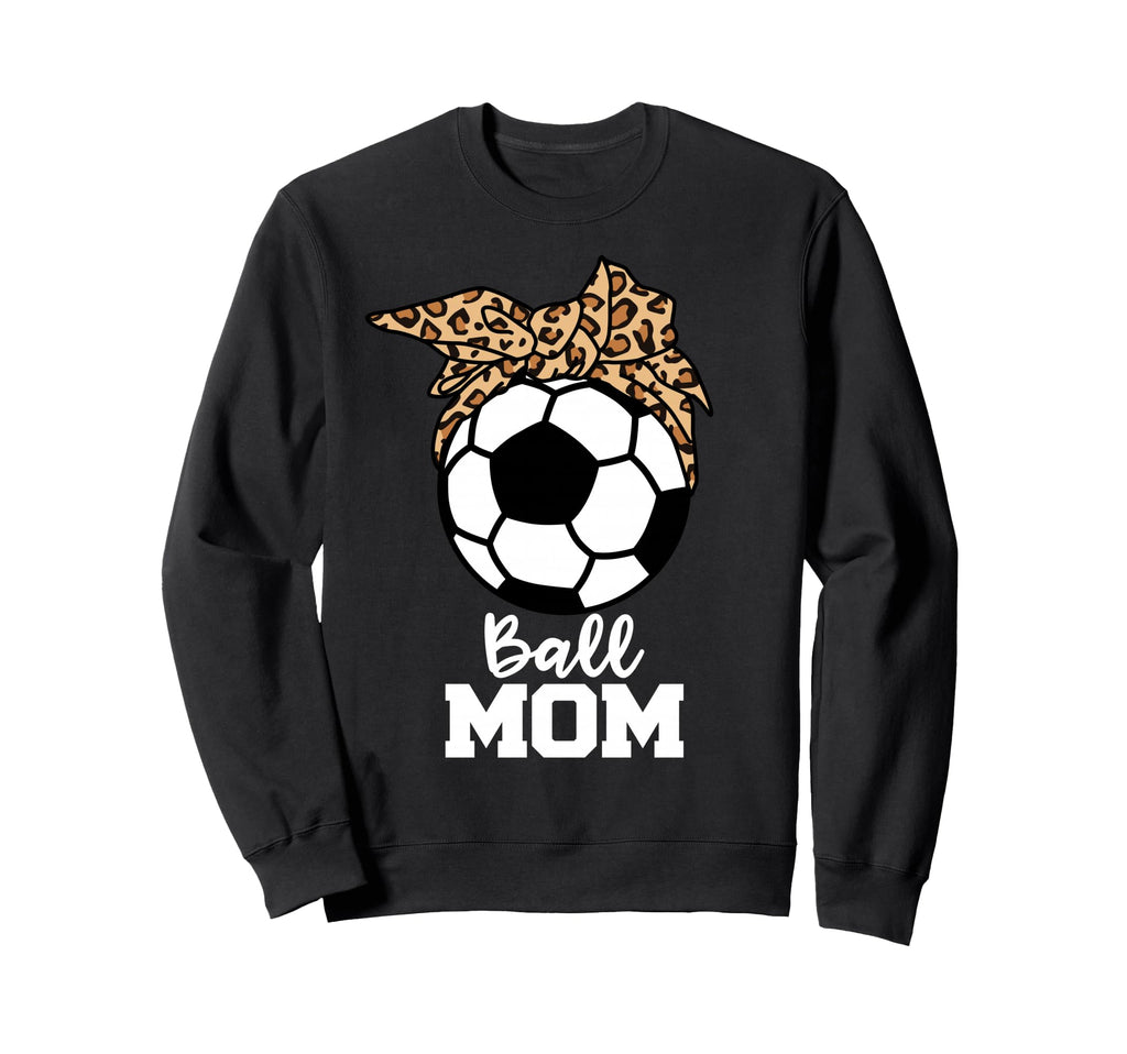 Ball Mom Funny Soccer Leopard Sweatshirt - Fun Novelty Design for Adults