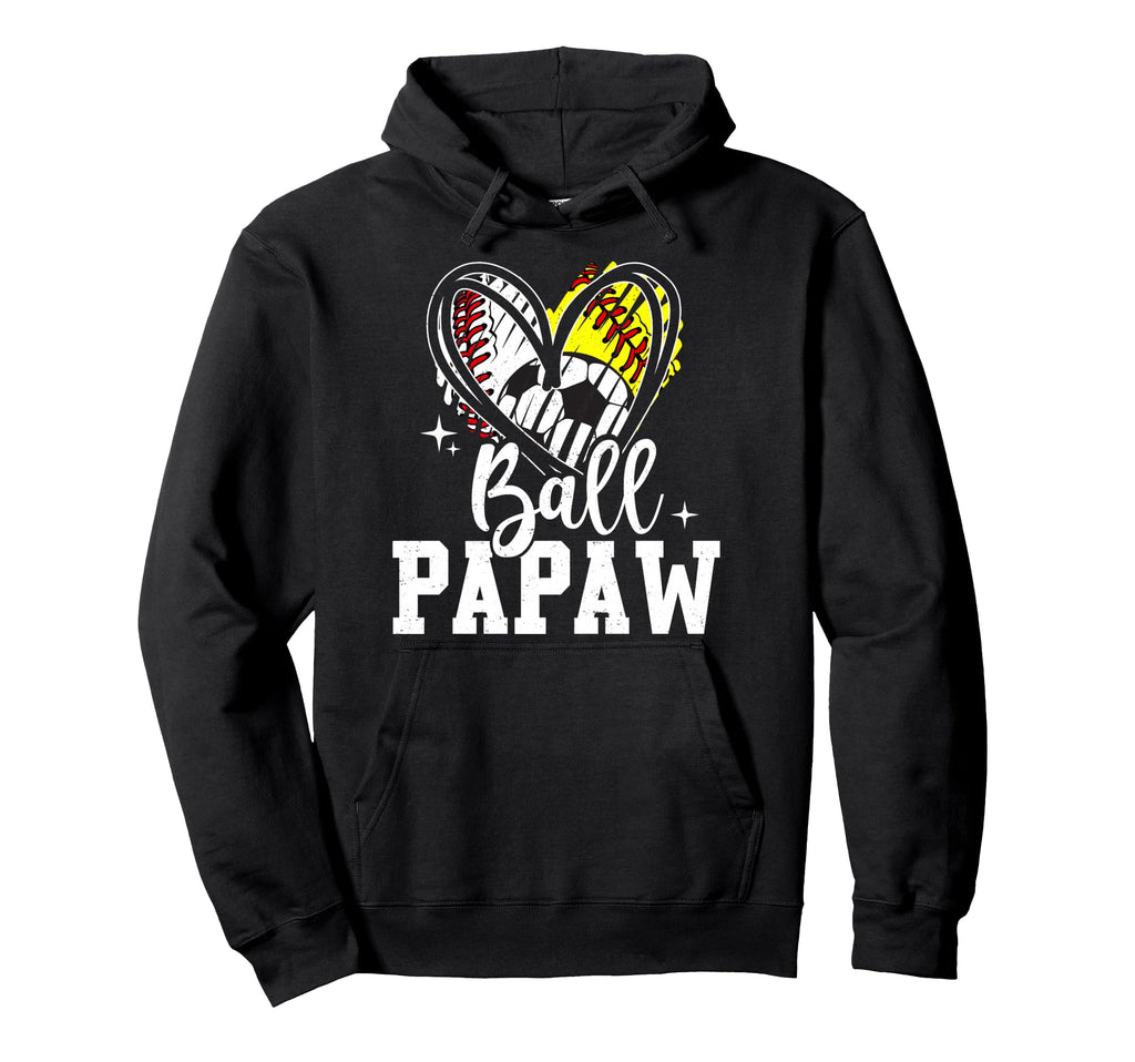 Ball Papaw Baseball Softball Soccer Papaw Hoodie - Graphic Print Unisex