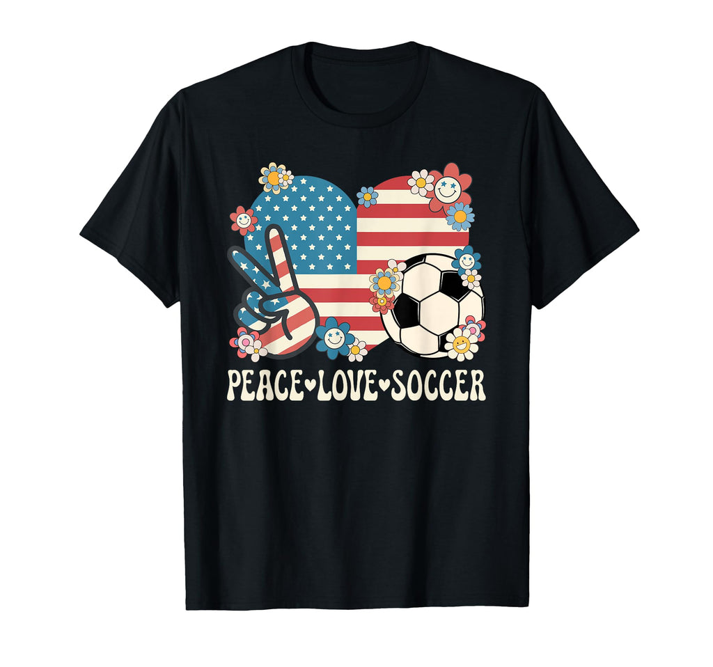 Peace Love Soccer Lover American Flag T-Shirt - Streetwear Style Unisex