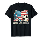 Peace Love Soccer Lover American Flag T-Shirt - Streetwear Style Unisex