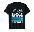 Eat Sleep Soccer Repeat Heartbeat T-Shirt - Casual Everyday Wear Unisex