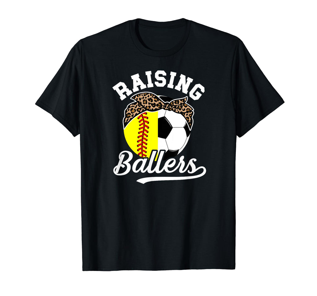 Raising Ballers Soccer Softball Mom T-Shirt - Graphic Print Men Women
