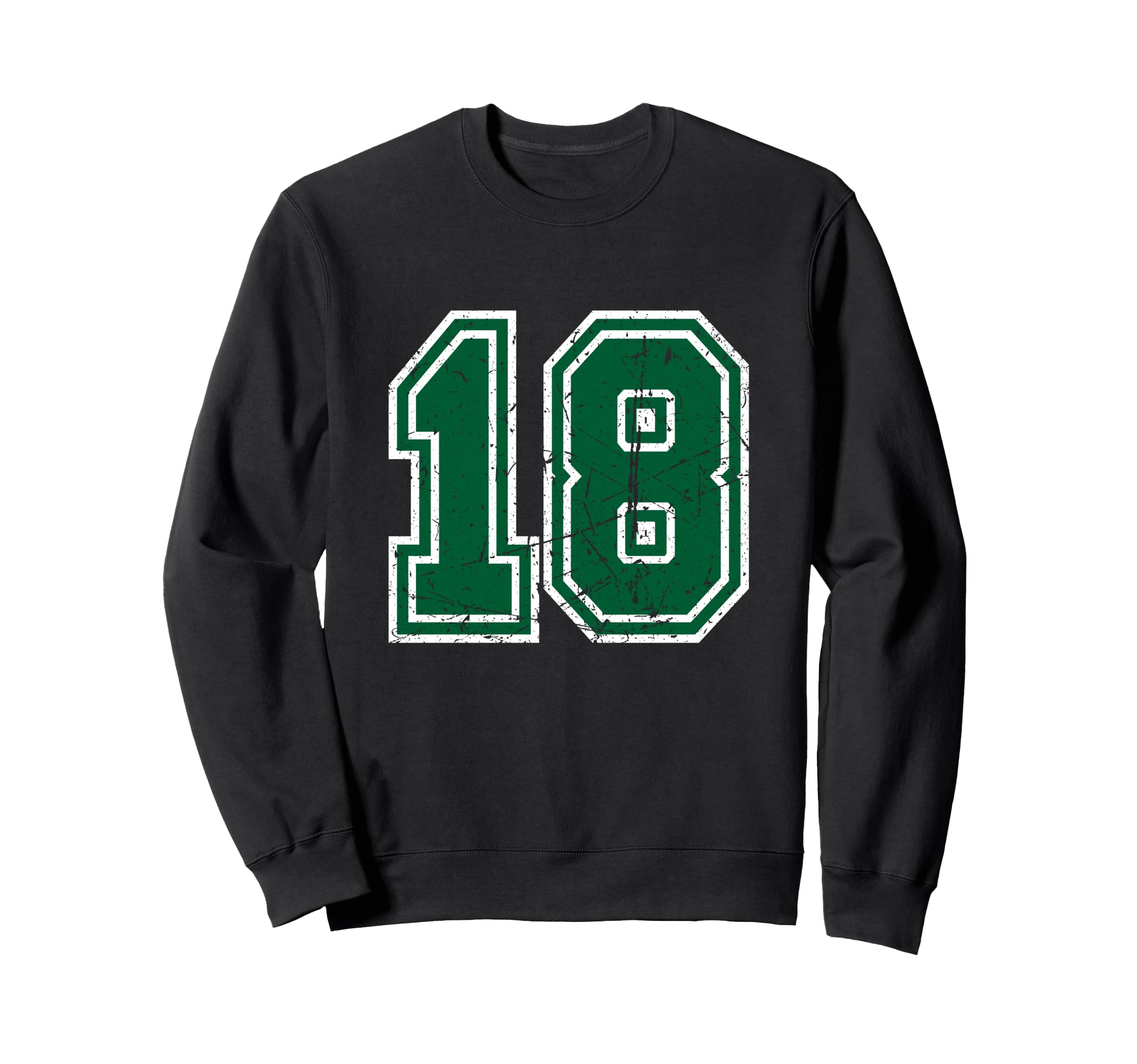 Number 18 Green Sport Varsity Sweatshirt - Minimalist Print Men Women