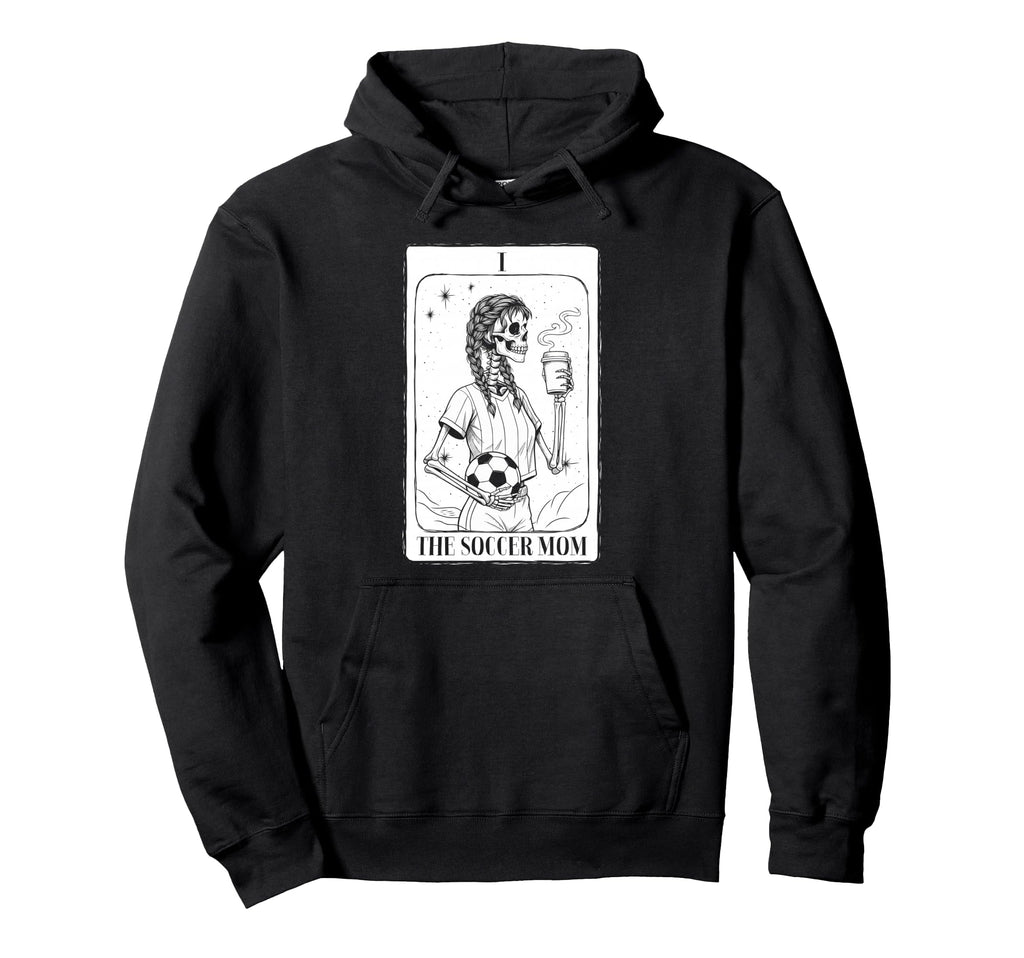 Halloween Skeleton Soccer Mom Tarot Card Hoodie - Unique Graphic Men Women
