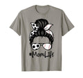 Womens Mom Life Soccer Messy Bun T-Shirt - Casual Everyday Wear for Adults