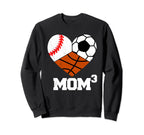 Mom Cubed Mom3 Mom Three Baseball Sweatshirt - Aesthetic Graphic Unisex