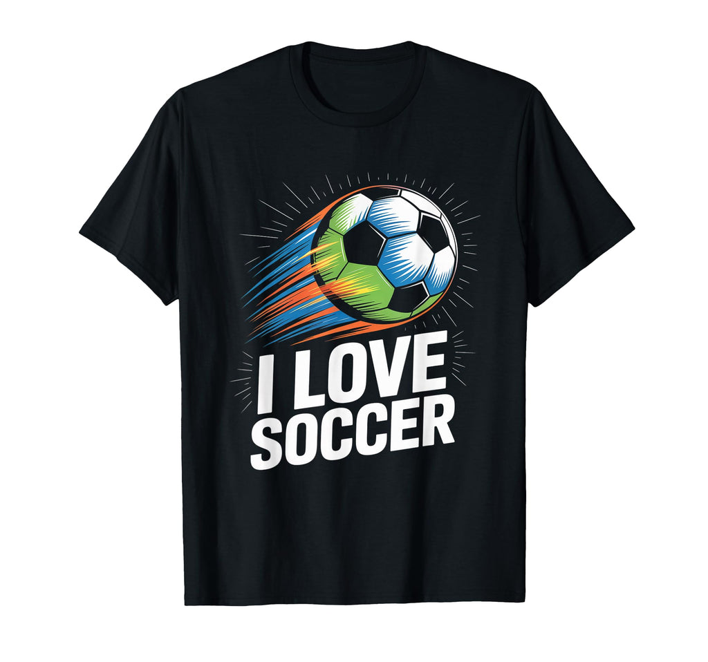 I Love Soccer Enthusiasts Ball Motion T-Shirt - Graphic Print Men Women