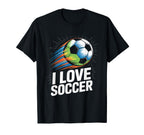 I Love Soccer Enthusiasts Ball Motion T-Shirt - Graphic Print Men Women
