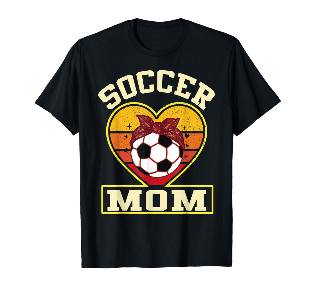 Soccer Mom Sunset Heart Soccer Ball T-Shirt - Novelty Apparel Men Women