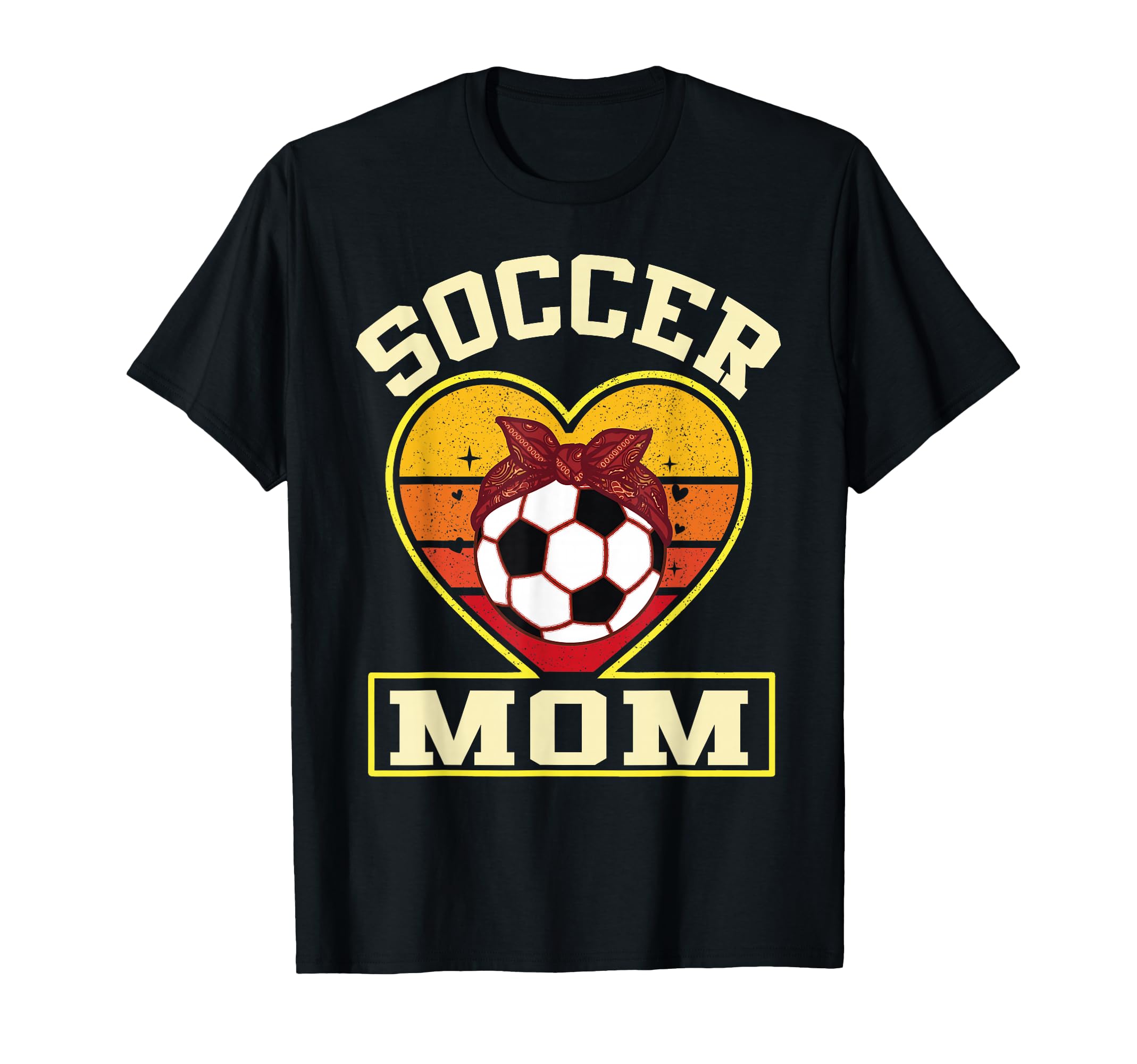 Soccer Mom Sunset Heart Soccer Ball T-Shirt - Novelty Apparel Men Women