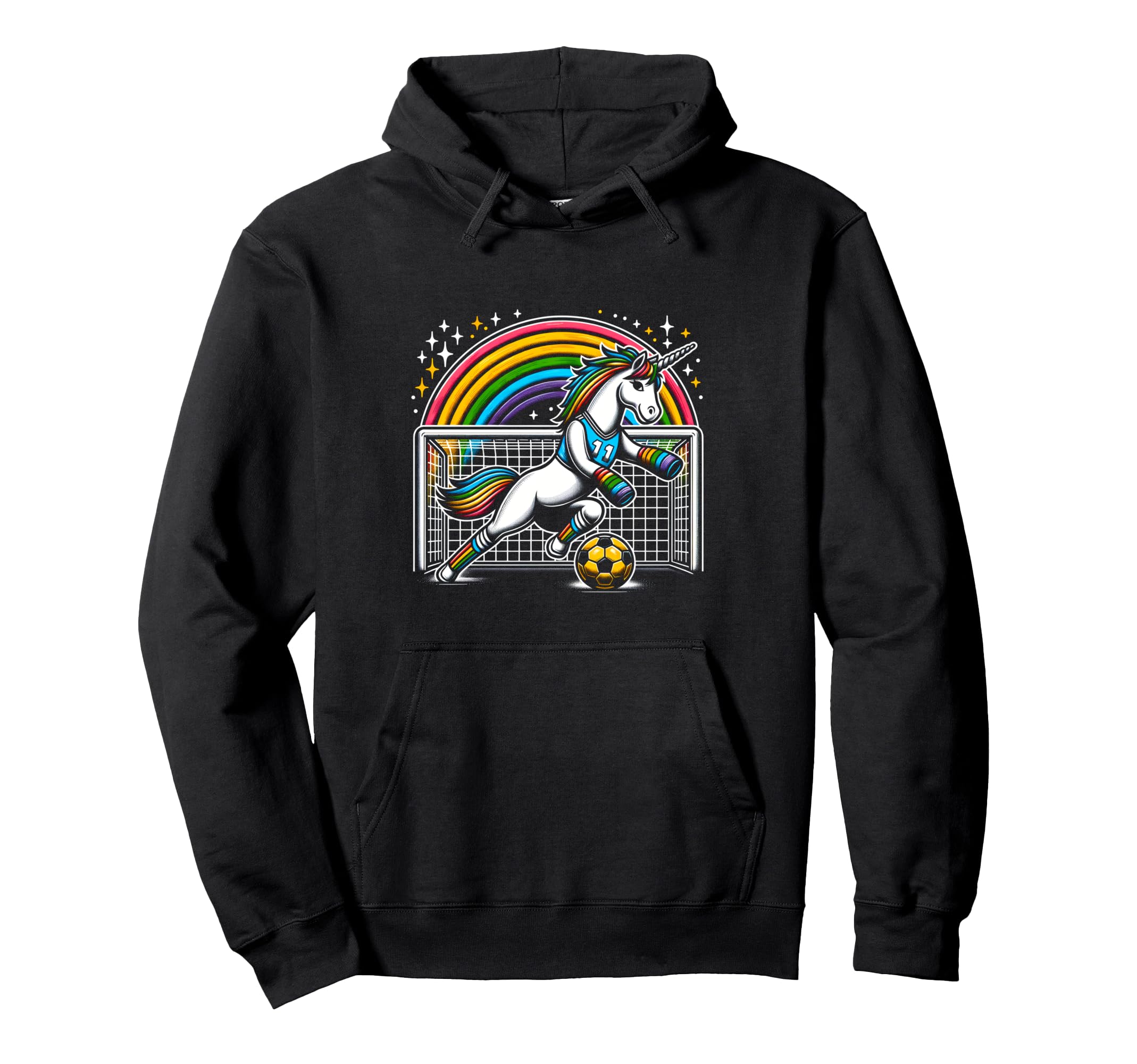Unicorn Playing Soccer Goalie Keeper Hoodie - Minimalist Print for Adults