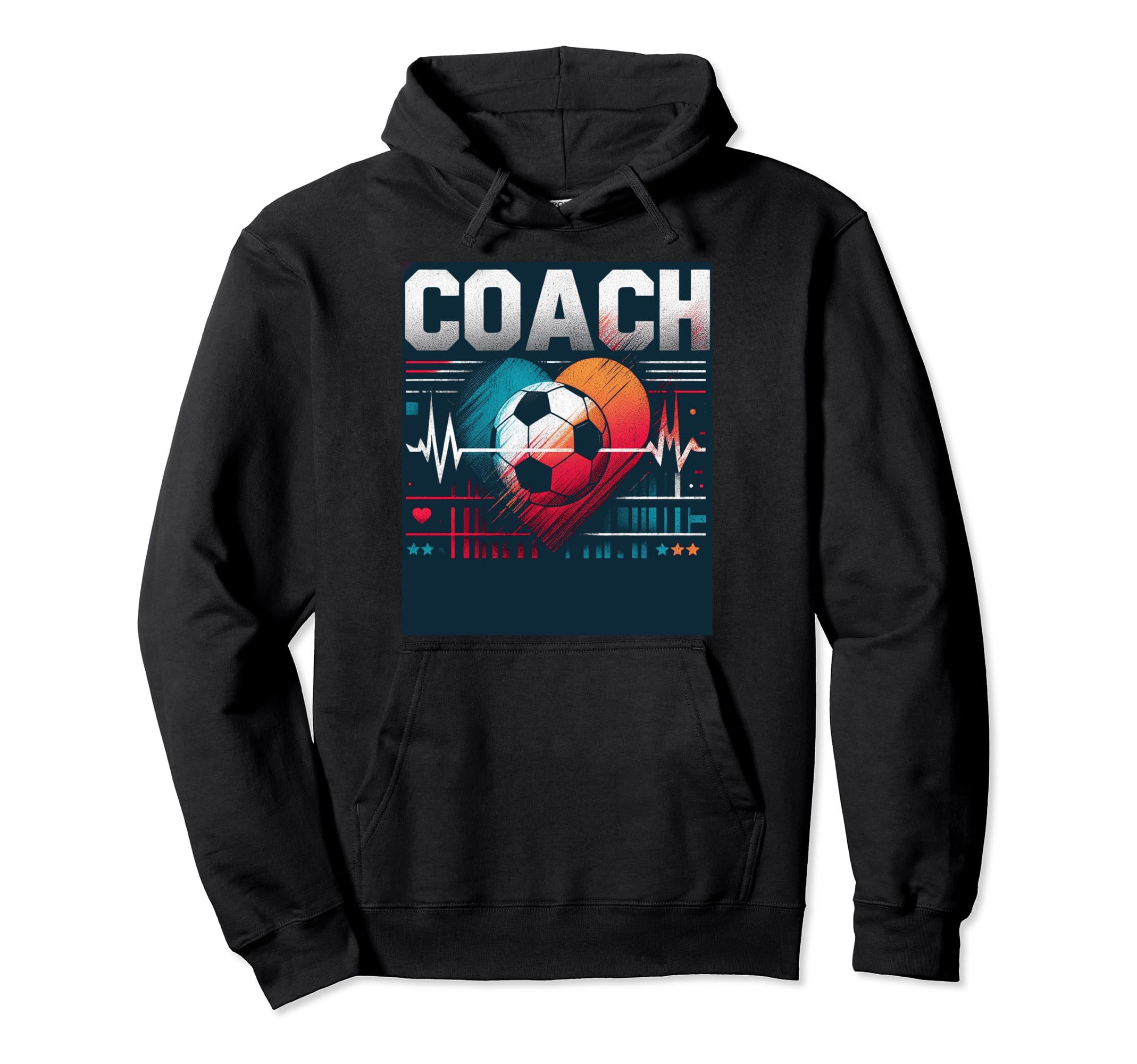 Soccer Coach Training Heart Beat Football Hoodie - Unique Graphic Unisex