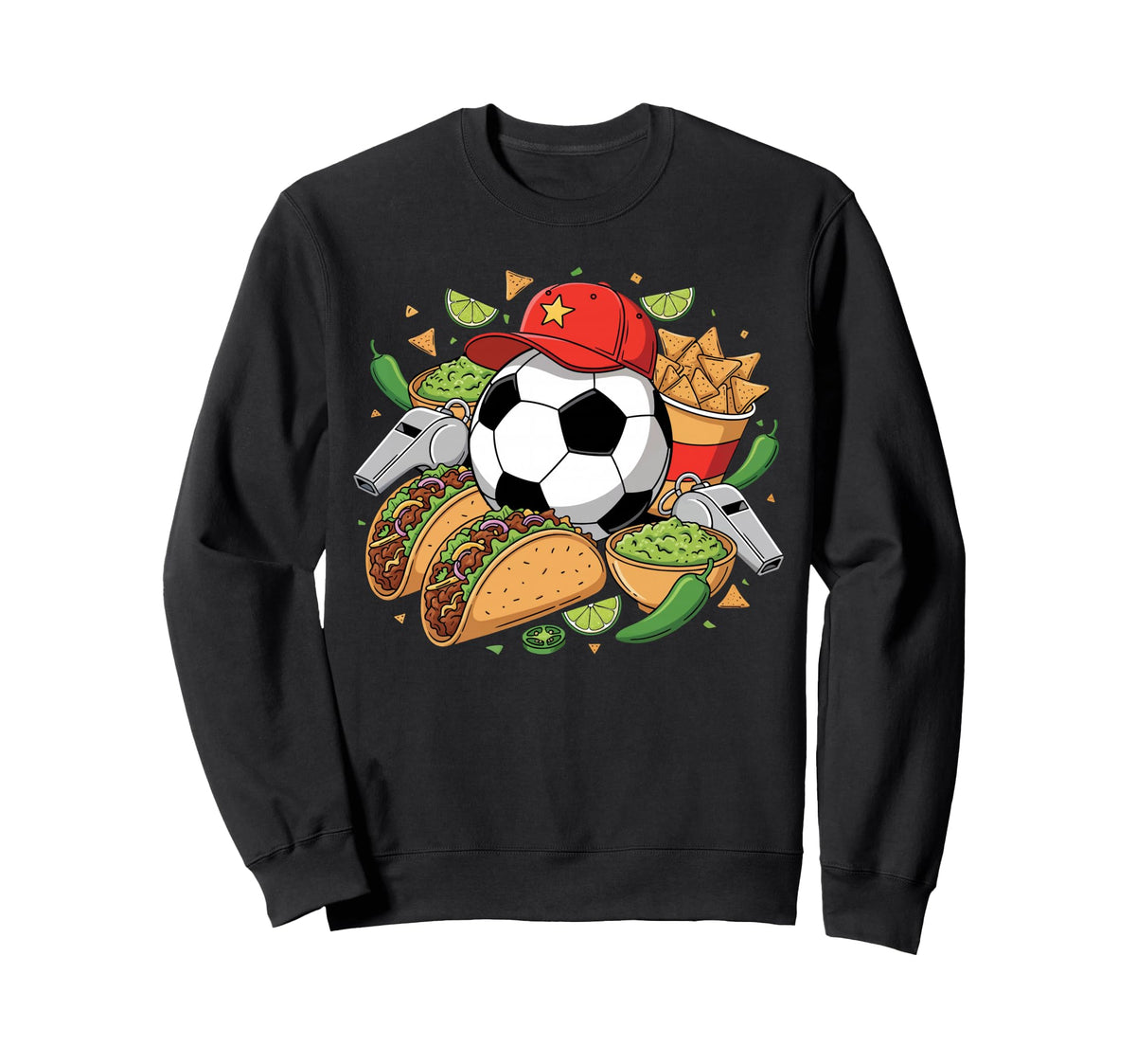 Tacos Party Vibes And Soccer Fan Sweatshirt - Aesthetic Graphic Unisex