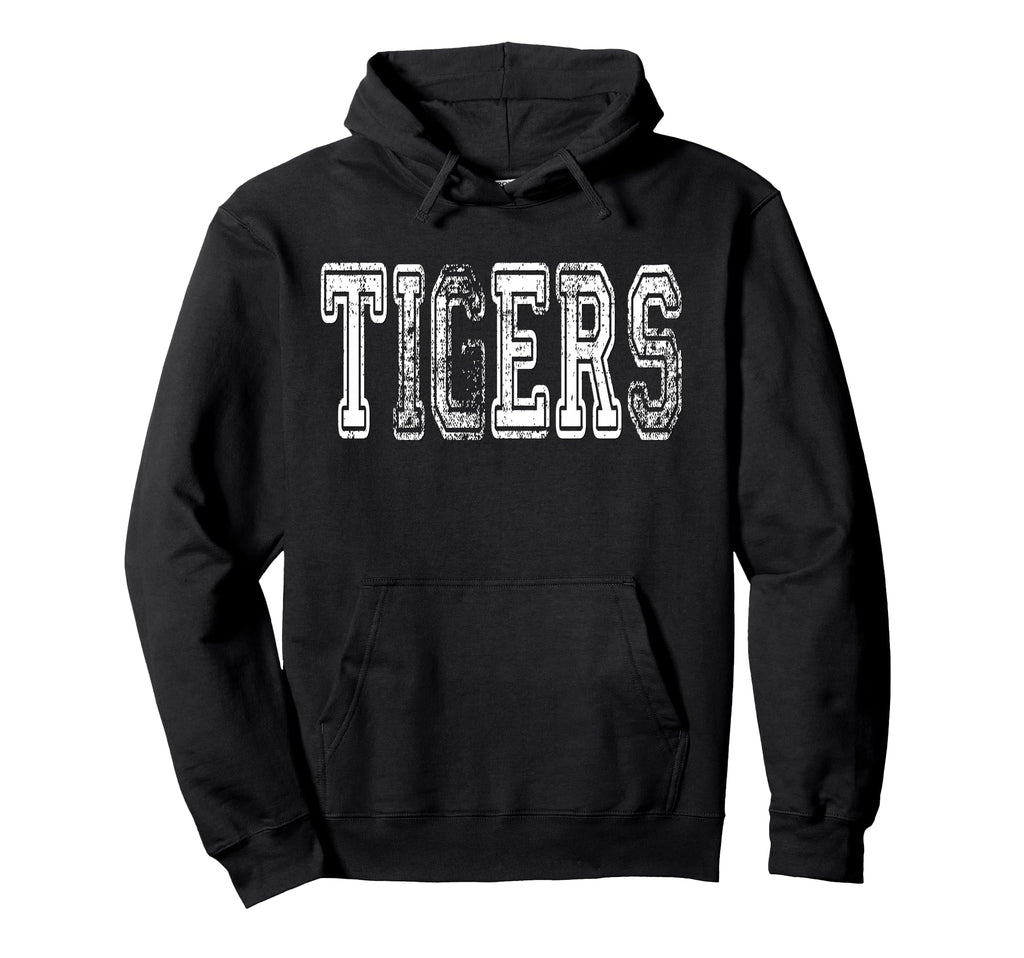 Tigers Mascot Distressed School Hoodie - Fun Novelty Design Men Women