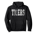Tigers Mascot Distressed School Hoodie - Fun Novelty Design Men Women
