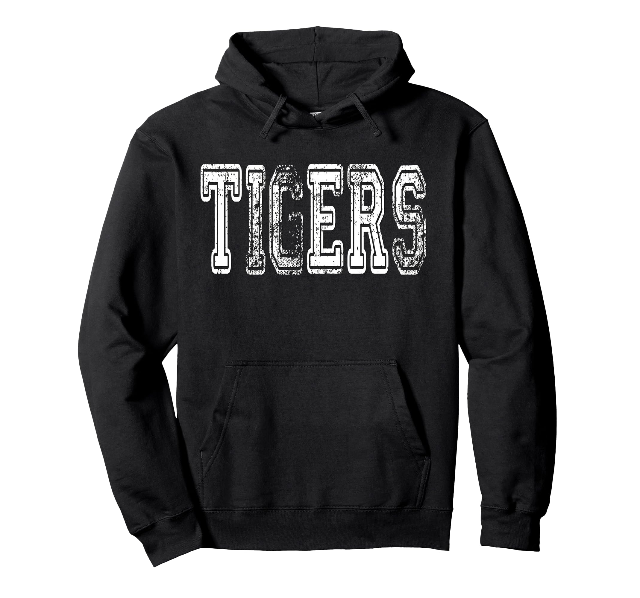 Tigers Mascot Distressed School Hoodie - Fun Novelty Design Men Women