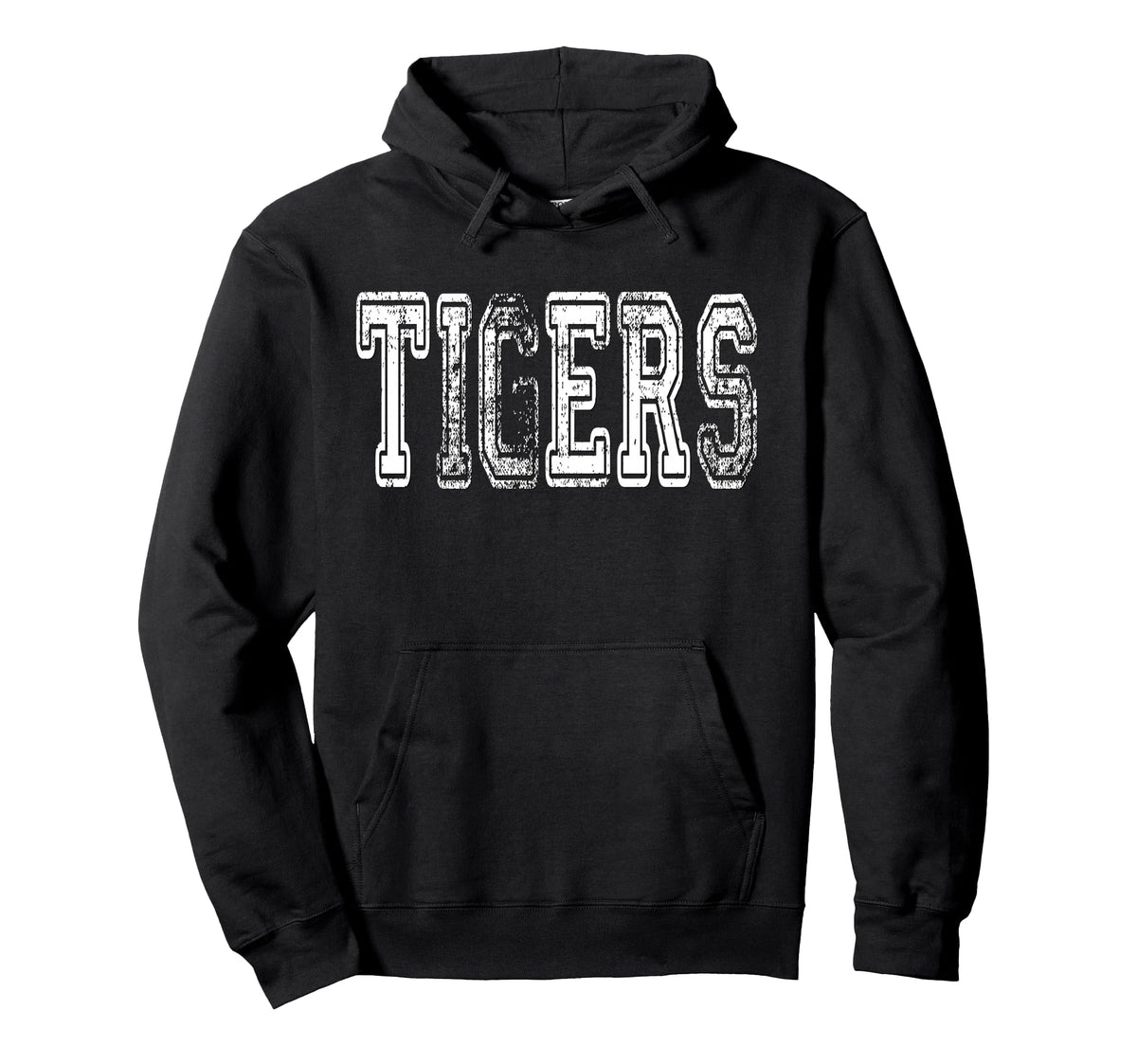 Tigers Mascot Distressed School Sports Hoodie - Fun Novelty Design Unisex