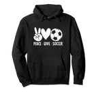 Peace Love Soccer Funny Soccer Player Hoodie - Aesthetic Graphic Unisex