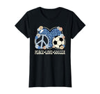 Peace Love Soccer Lover Leopard Soccer T-Shirt - Streetwear Style Unisex