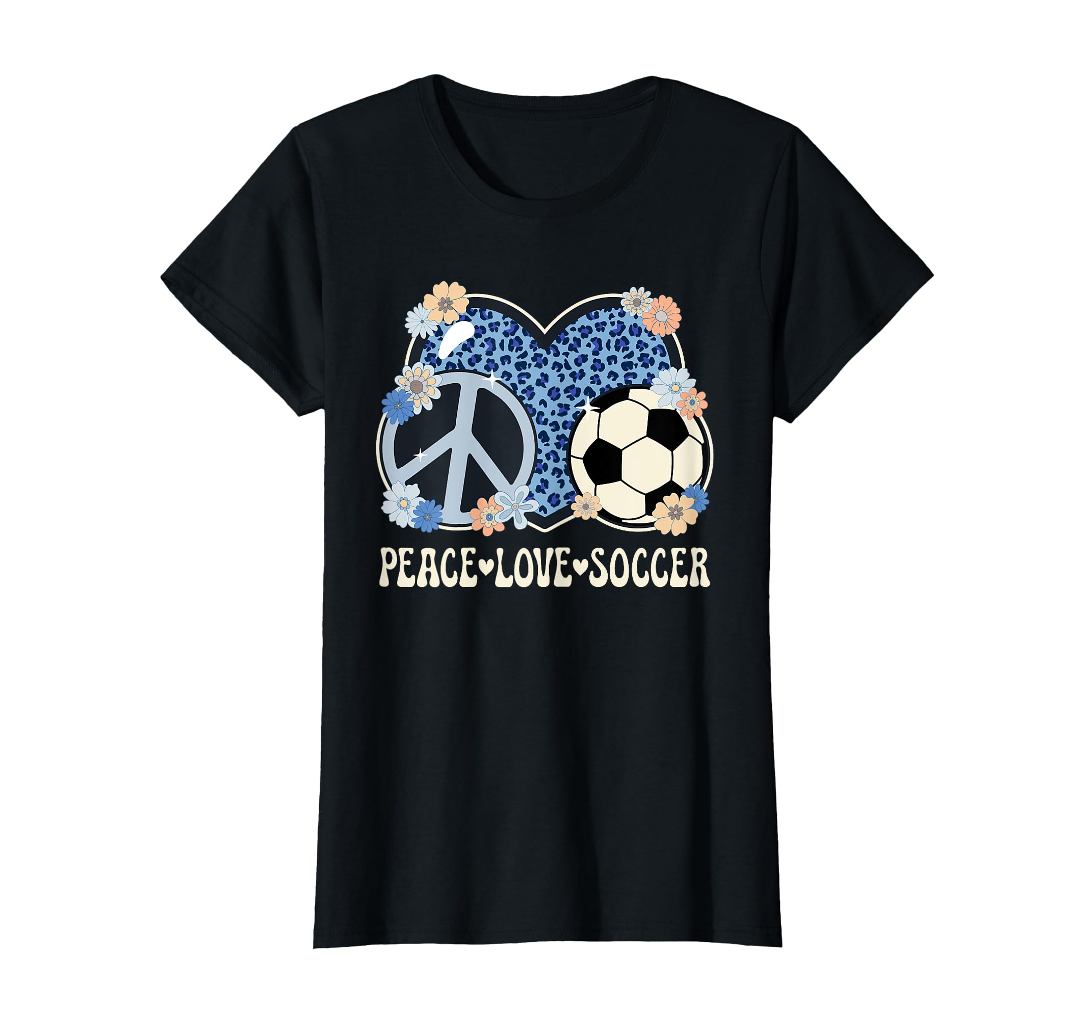 Peace Love Soccer Lover Leopard Soccer T-Shirt - Streetwear Style Unisex