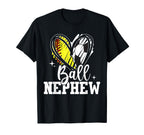 Ball Nephew Heart Softball T-Shirt - Casual Everyday Wear for Adults