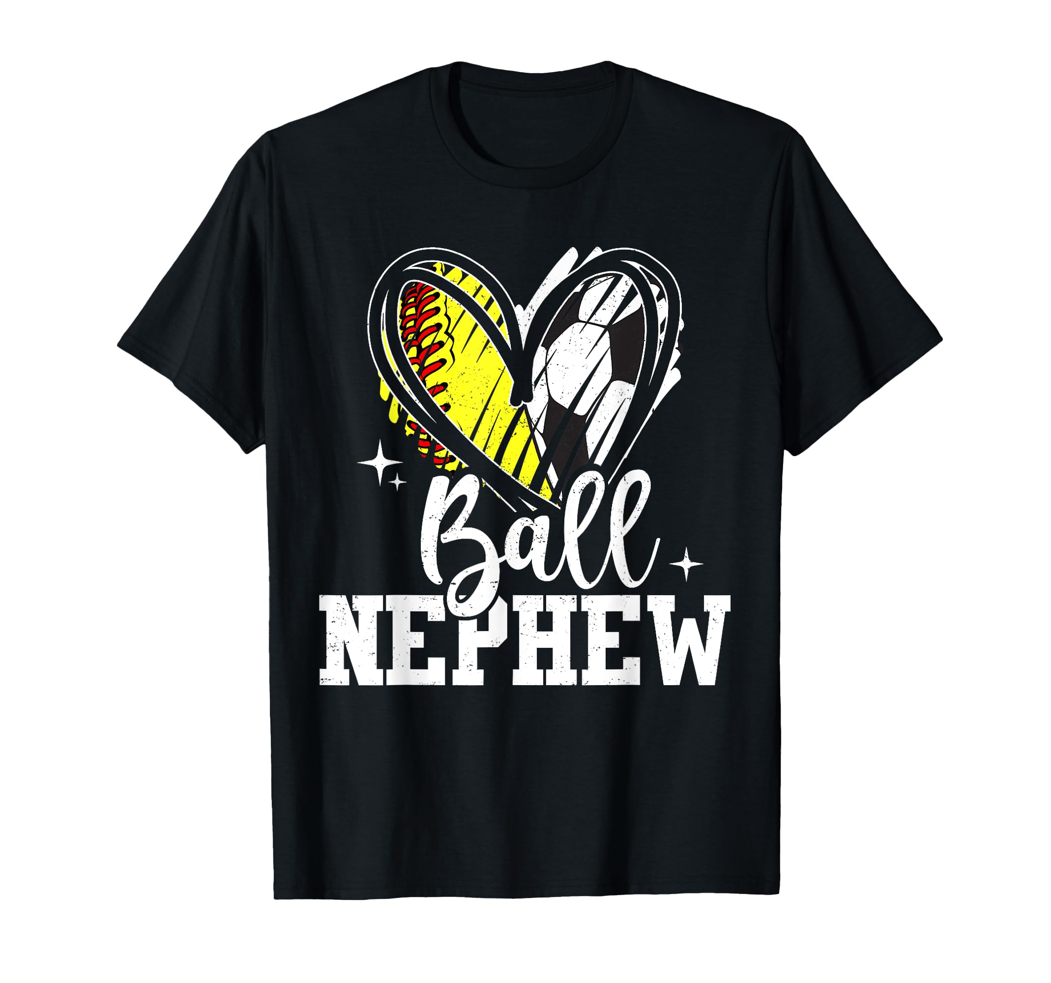 Ball Nephew Heart Softball T-Shirt - Casual Everyday Wear for Adults
