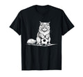 Soccer Cat Playing Ball Funny Kitten Player T-Shirt - Graphic Print Unisex