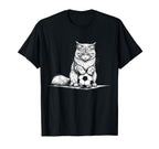 Soccer Cat Playing Ball Funny Kitten Player T-Shirt - Graphic Print Unisex