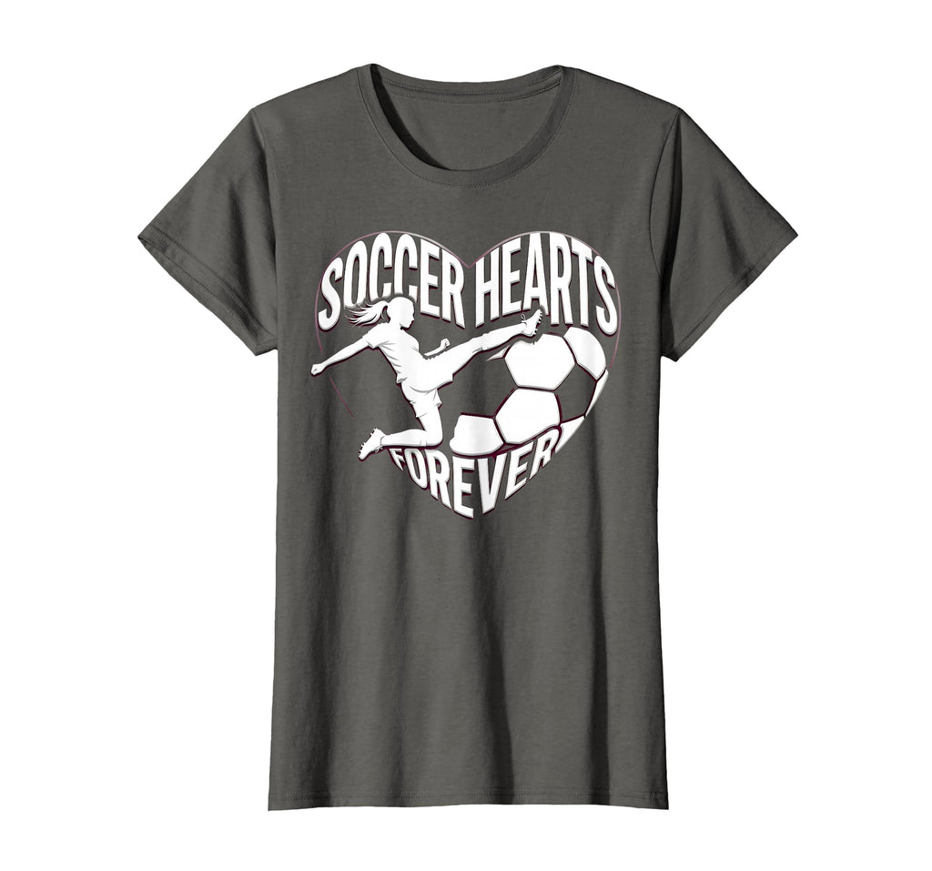Soccer Hearts Forever Womens T-Shirt - Aesthetic Graphic for Adults