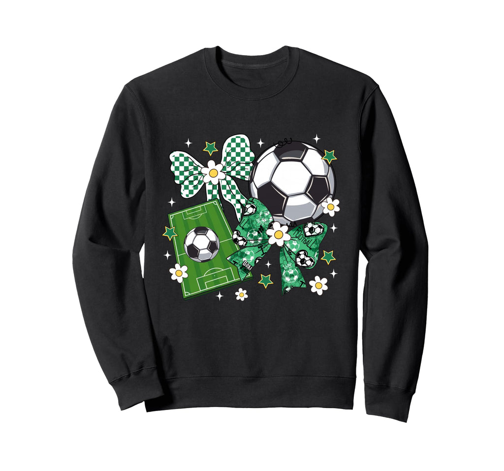 Bow Soccer Checkered Flowers Sweatshirt - Aesthetic Graphic for Adults