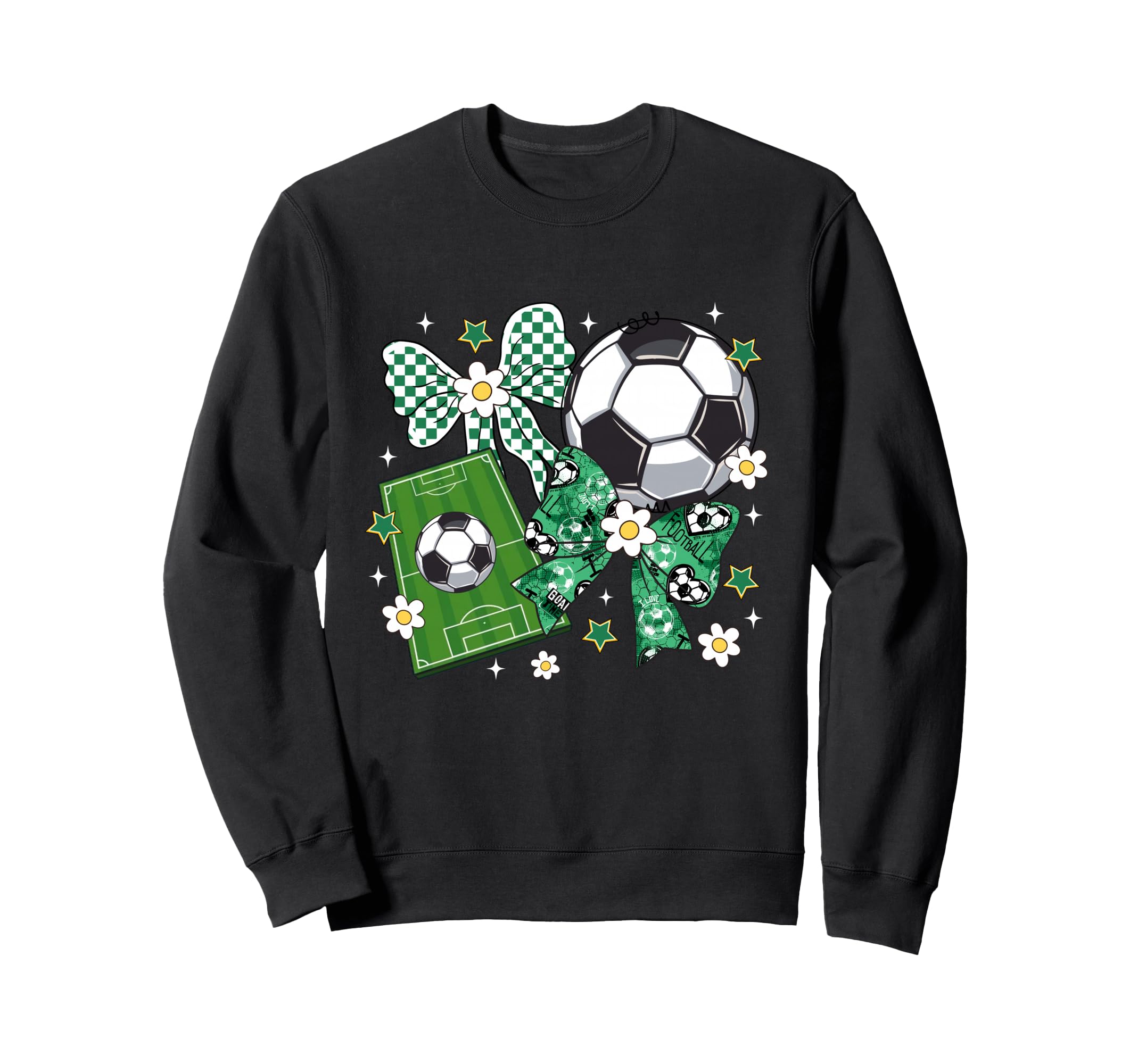 Bow Soccer Checkered Flowers Sweatshirt - Aesthetic Graphic for Adults