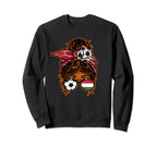 Messy Bun Hair Brown Skin Soccer Sweatshirt - Fun Novelty Design Unisex