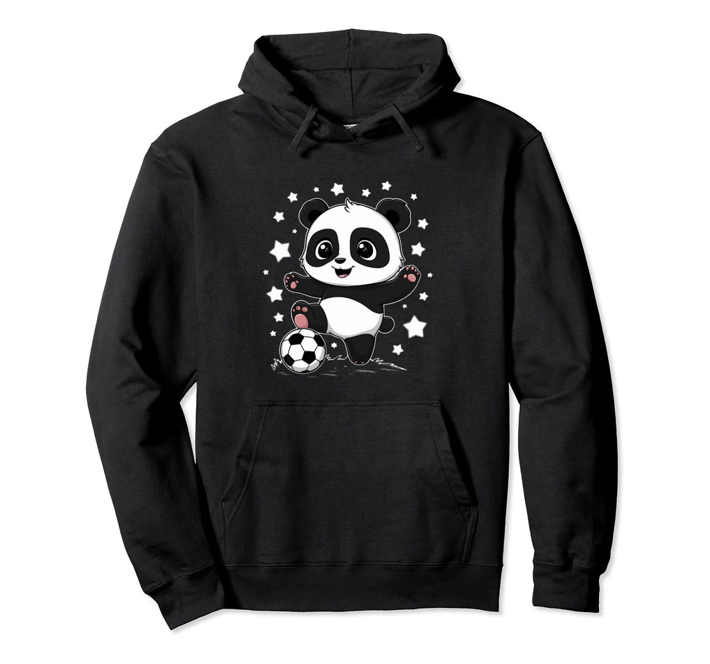Soccer Player Panda Kicking Soccer Ball Hoodie - Unique Graphic for Adults