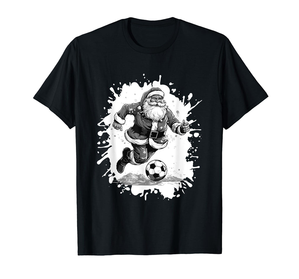 Santa Playing Soccer Sports Team T-Shirt - Novelty Apparel Unisex