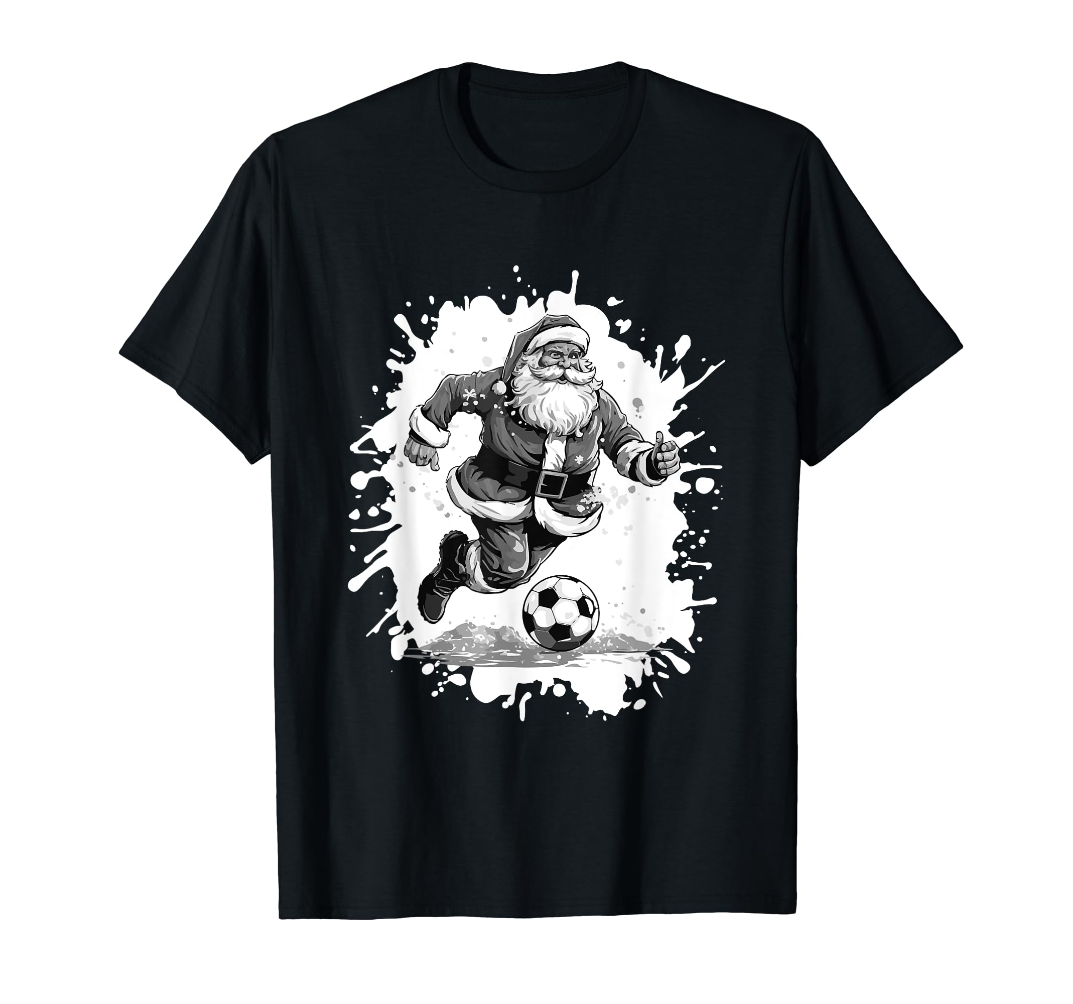 Santa Playing Soccer Sports Team T-Shirt - Novelty Apparel Unisex