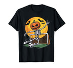 Pumpkin Skeleton Goalie Soccer Halloween T-Shirt - Minimalist Print Unisex